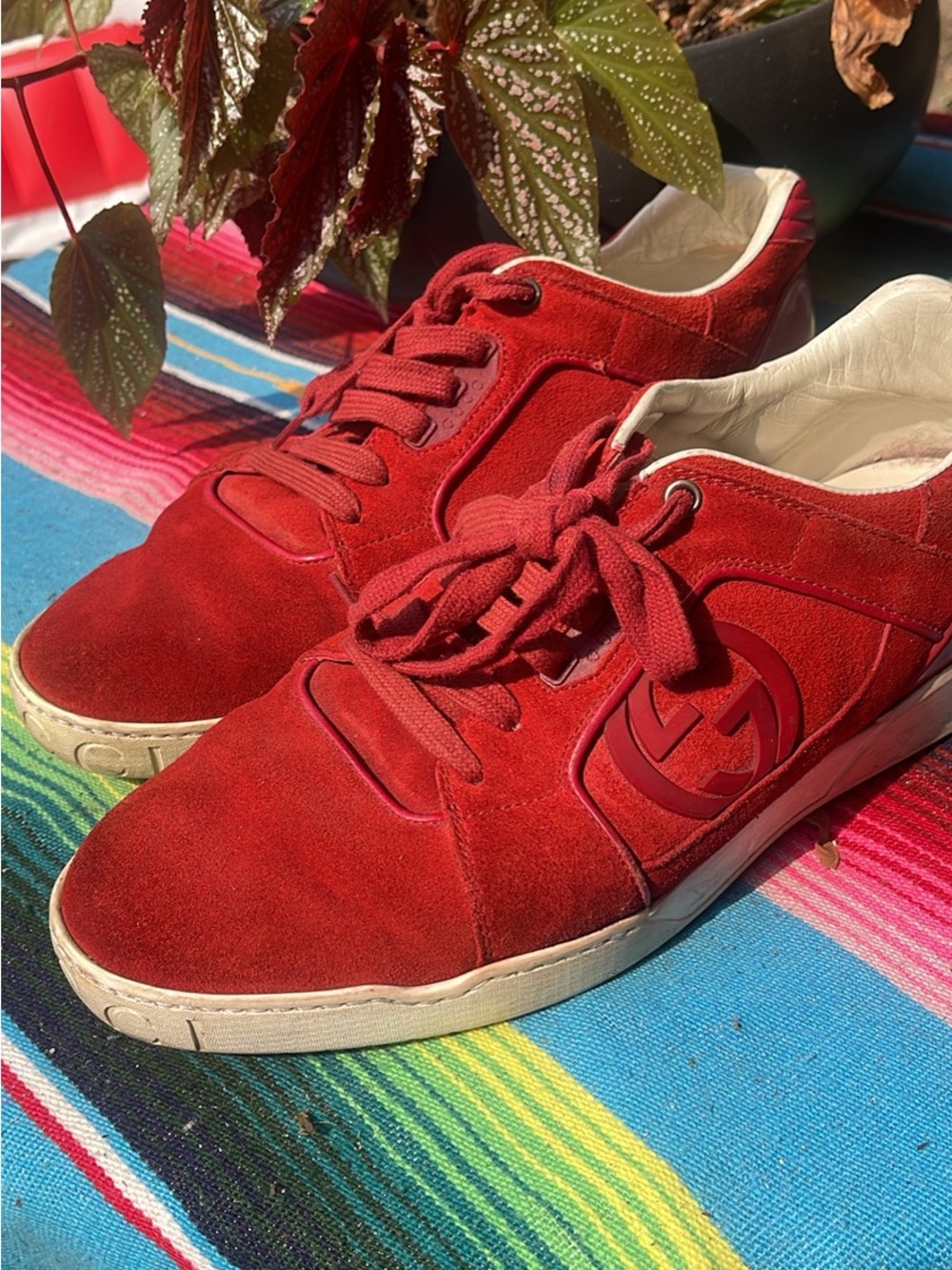 Gucci Red Suede Men's Sneakers -